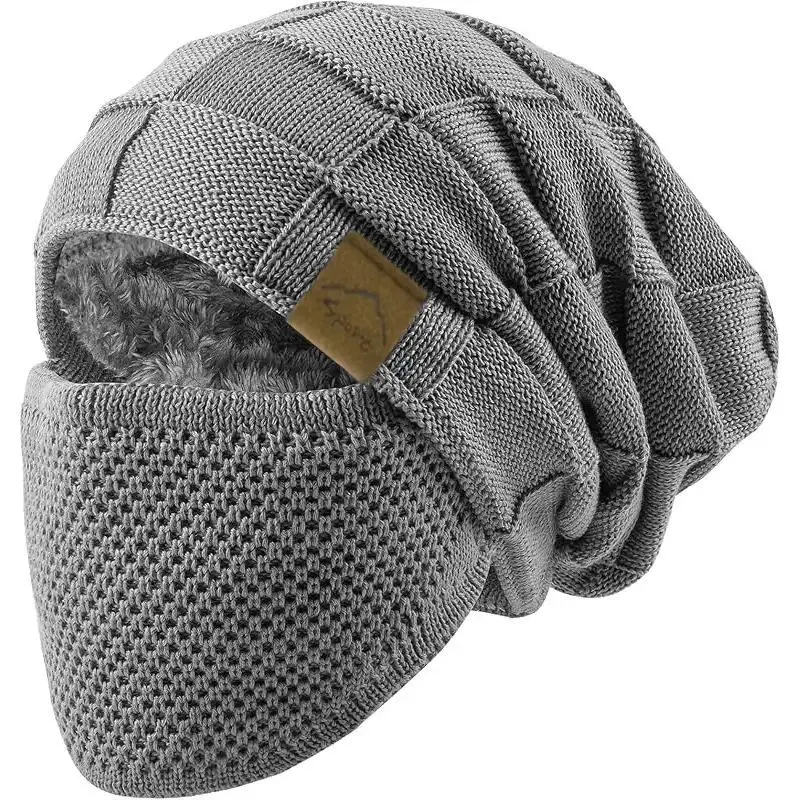 Unisex Adults' 2-Piece Knit Hats & Face Mask Set - Cozy Breathable Cap, Lightweight Winter Headwear with Full Ear, Neck, Cheek Coverage, Outdoor Cold Weather Snow Sports Essential