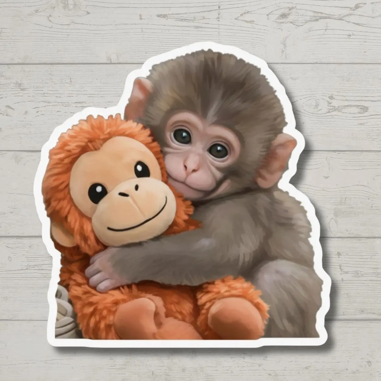 Viral Baby Monkey Sticker - Punch the Monkey Cute Decal for Water Bottles and Laptops - Famous Zoo Monkey - Emotional Support Animal Sticker