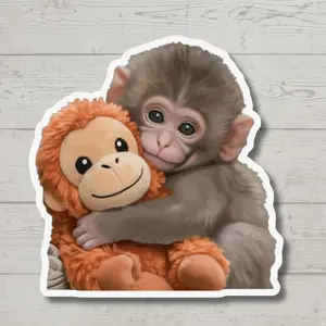 Viral Baby Monkey Sticker - Punch the Monkey Cute Decal for Water Bottles and Laptops - Famous Zoo Monkey - Emotional Support Animal Sticker