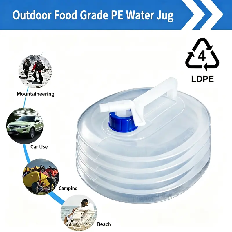 3L Collapsible Water Jug with Spigot, Food Grade LDPE Portable Foldable Water Container for Camping Hiking Car Road Trip Outdoor Water Storage Bucket