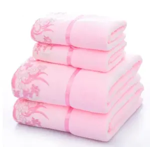 Pink Lace Velvet Bath Towel Set