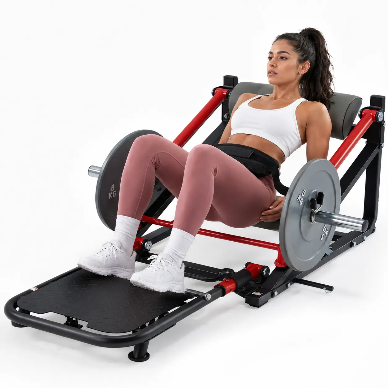 Bezliving Hip Thrust Machine, 800LB Plate-Loaded Glute Bridge Machine with Adjustable Footboard and Weight Holders, Heavy Duty Glute Trainer for Home Gym, Butt and Leg Training for Men and Women