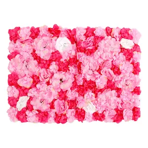 12 Pack Silk Artificial Flower Wall Panels Pink Rose Red Wedding Party Backdrop Indoor Outdoor Wall  Handmade No Assembly Required decor