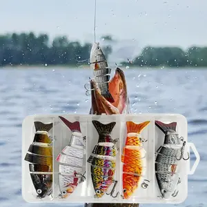 Multi-Jointed Fishing Lures Fishing Lures Kit for Bass - Realistic Swimbait Crankbaits Swimming Lure - 5 Piece Fishing Equipment Set in a Sweet and Salty for Enthusiast