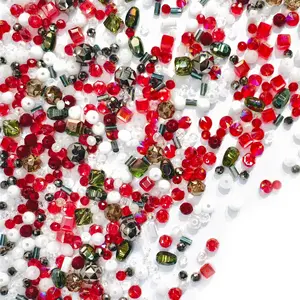 L1175]Tiny Crimson Holiday DIY Beads DIY Charms Set LL