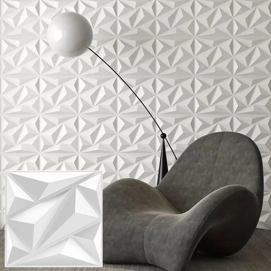 Aadesh 3D Wall Panel (Includes One Roll of Mounting Tape), Interior Wall Decor, Diagonal Diamond Diamond Textured Pattern for Living Room, Lobby, Bedroom, Hotel, Office, Game Room, TV Backsplash, 11.8 x 11.8 Inches (Approx. 30 x 30 cm)