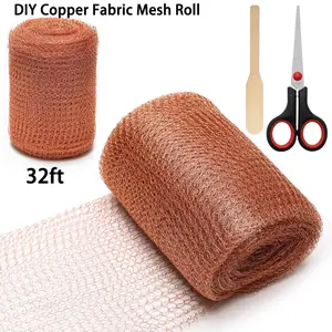 Copper Mesh Roll 5" x 32 ft Double Layer Fabric for Hole Blocker Gap Filler Wool Bat Snail Bird Rodent Control with Scissors for Plants Flying Insect Trap Fly Traps