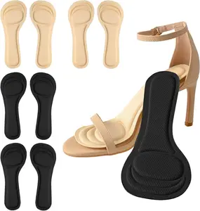 4 Pairs High Heel Inserts Women, 3/4 Length Women Thin Shoe Insoles for High Heels, Pumps, Open Toes, Flats, and Sandals, Cushion for Heel and Ball of The Foot, Shock Absorption (Black+Beige), Foam, Footwear,summervibes
