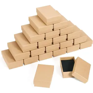 24 count Tan   Boxes 3 x 2 x 1 Inch Small  Boxes Cardboard Necklace Boxes Earring Pendants Boxes Rectangle Sponge Ring Boxes for Bracelet  Display