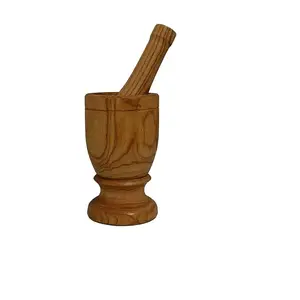 Natural Bamboo Garlic Mortar and Pestle Mashers Excellent for Crushing and Pill Grinding Made by Metal Overseas