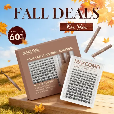 MaxComfi Muse 0.05 mm Lash Cluster Eyelash Extensions - Gentle DIY Eyelash Extensions Kit for Beginners, Waterproof, Thin Band, Super Soft, Long-Lasting Natural Lash Cluster, Daily Voluminous Venus Velure Style Makeup Essential