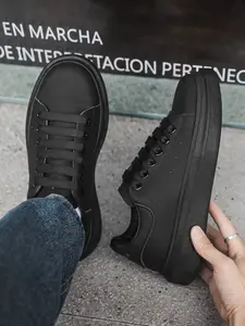 Men's PU Leather Low-Top Lace Up Sneakers, Minimalist Sneakers, Waterproof & Durable Design, All-Season Comfortable Footwear, Ideal for Outdoor Activities