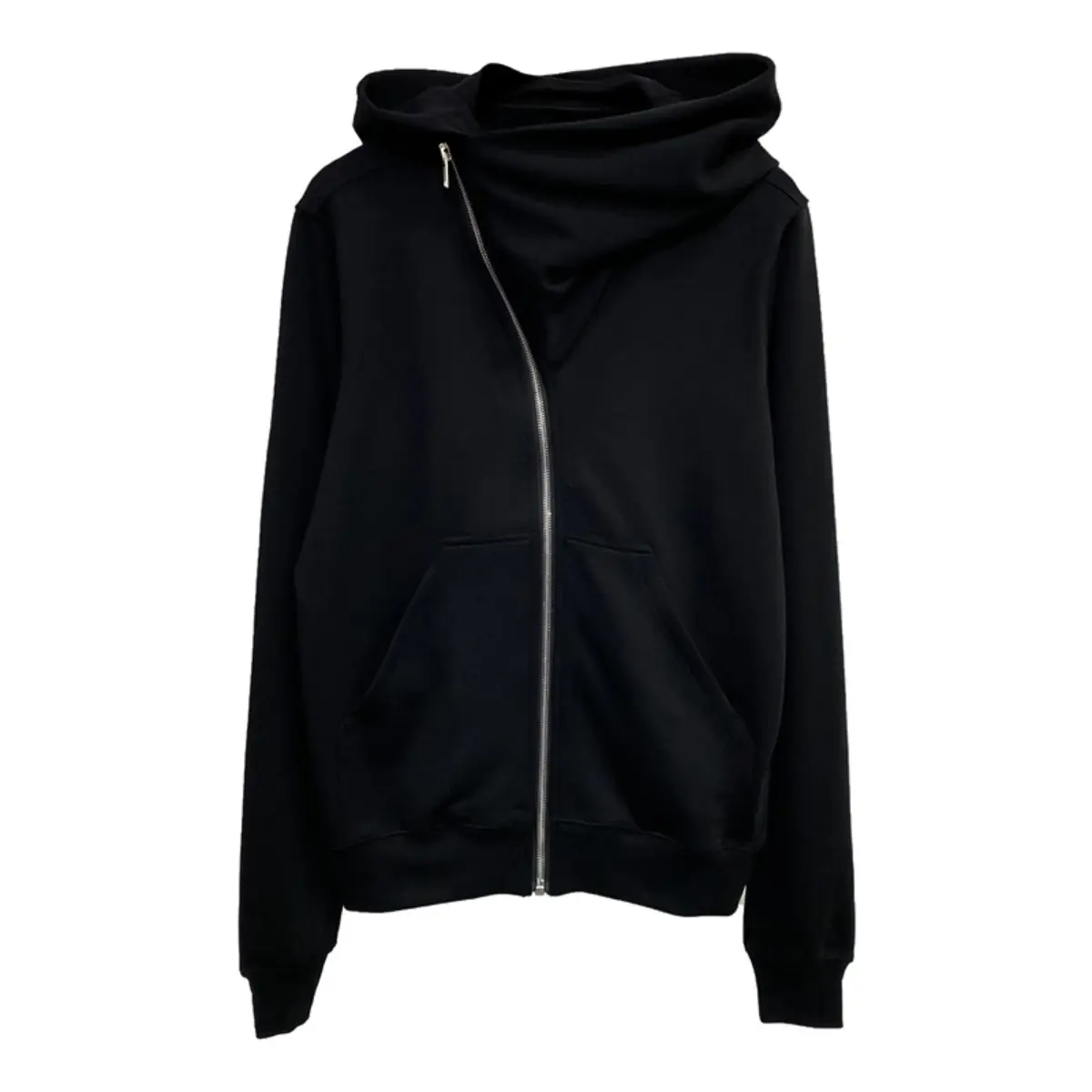 Men's Solid 100% Cotton Cardigan Hoodie, Casual Streetwear Full Zip-Up Sweatshirt with Side Pockets