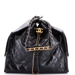 Pre-owned CHANEL Leather Shoulder Bags 25 Hobo Bag Quilted Shiny Crumpled Calfskin Medium by Rebag