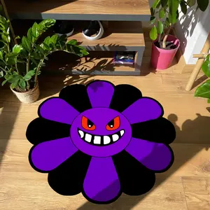 Sunflower Round Carpet Modern Minimalist Style Creative Cartoon Print Round Floral Rug Living Room Decor Youth Room Gift Festival Decoration
