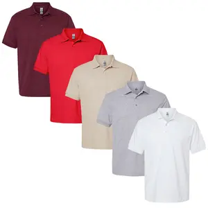 Gildan Unisex Polo T-Shirts for Women & Men, Multi Pack DryBlend Polo Neck Bulk Undershirts - 15 Different Colors Jersey Polo Shirt