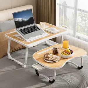 Portable Laptop Bed Table With Cup Holder, Multifunctional Tray Holder With Tablet Card Slot-Perfect For Eating, Reading, Writing On The Bed, Sofa, Or Floor - Stable, Durable, And Foldable