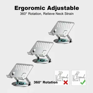 360° Rotating Laptop Stand – Adjustable Foldable Aluminum Desk Stand, 2-in-1 Multifunctional Mobile & Laptop Stand for Gaming, Office & Home, Ergonomic Portable Design, 10-17 Inch Laptop Tablet