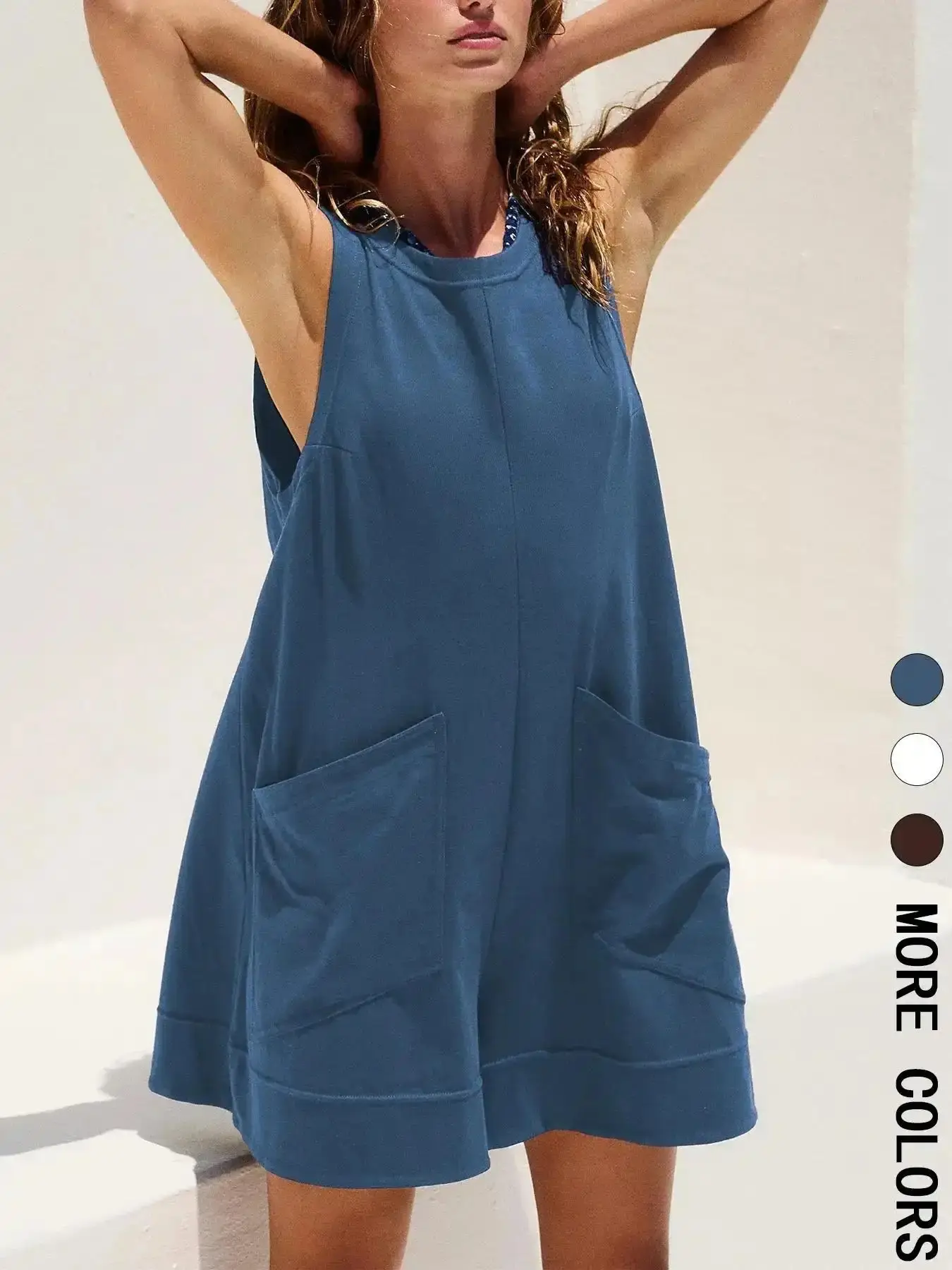 Women's Plain Pocket Romper, Casual Sleeveless Romper for Summer, Women's Clothing for Daily Wear, Rompers With Pockets, Soft Material, All Season Use, Trendy Look, Everyday Essential, Style Essential, Must Have Item