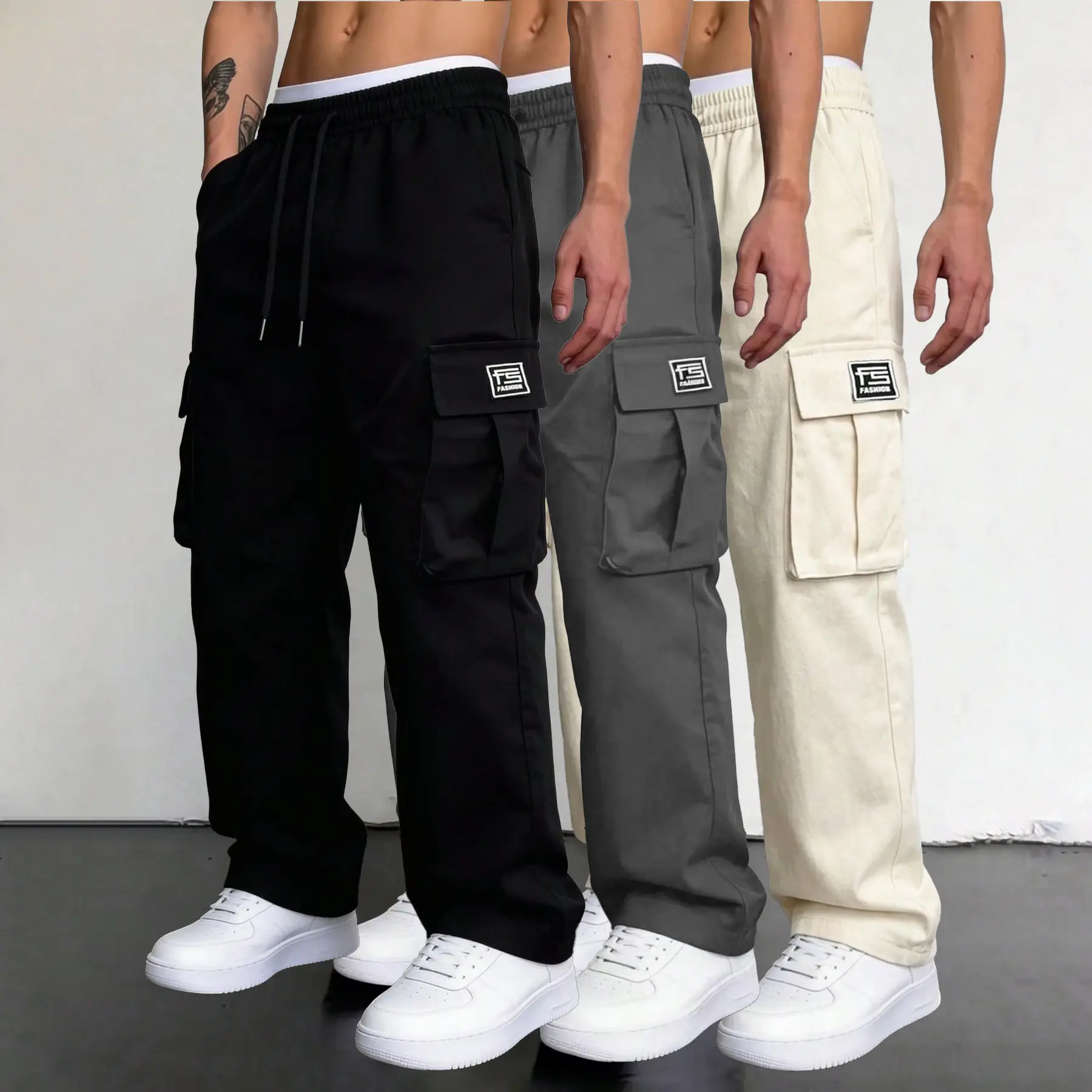 Men' s multi-pocket work pants -drawstring waist,multiple pockets; suitable for hiking and everydaycomfort; durable and comfortable wear; outdoor pants | casual sports pants; available in multiple colors.