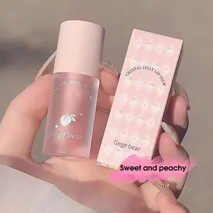 Crystal Jelly Lip Oil by Gege Bear, Moisturizes and Smooths Lip Lines for Soft, Supple Lips, Sweetheart Peach flavored