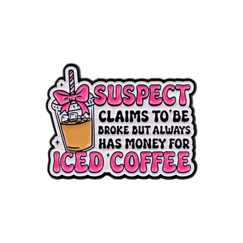Coffee & Quote Enamel Brooch Pin Badge, Lapel Pin, Brooch Pin Clip, Zinc Alloy Cartoon Design, Durable Metal Pins, Unisex Fashion Jewelry Accessory, Casual Style, All Seasons Wear