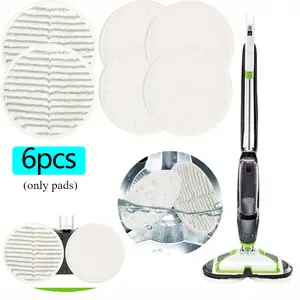 6pcs Circular electric steam mop cloth - 2pcs scrubby pads and 4 soft pad, Compatible with 2037/2039A/2052Z/2124/2240Z tiktokshopspringglowup
