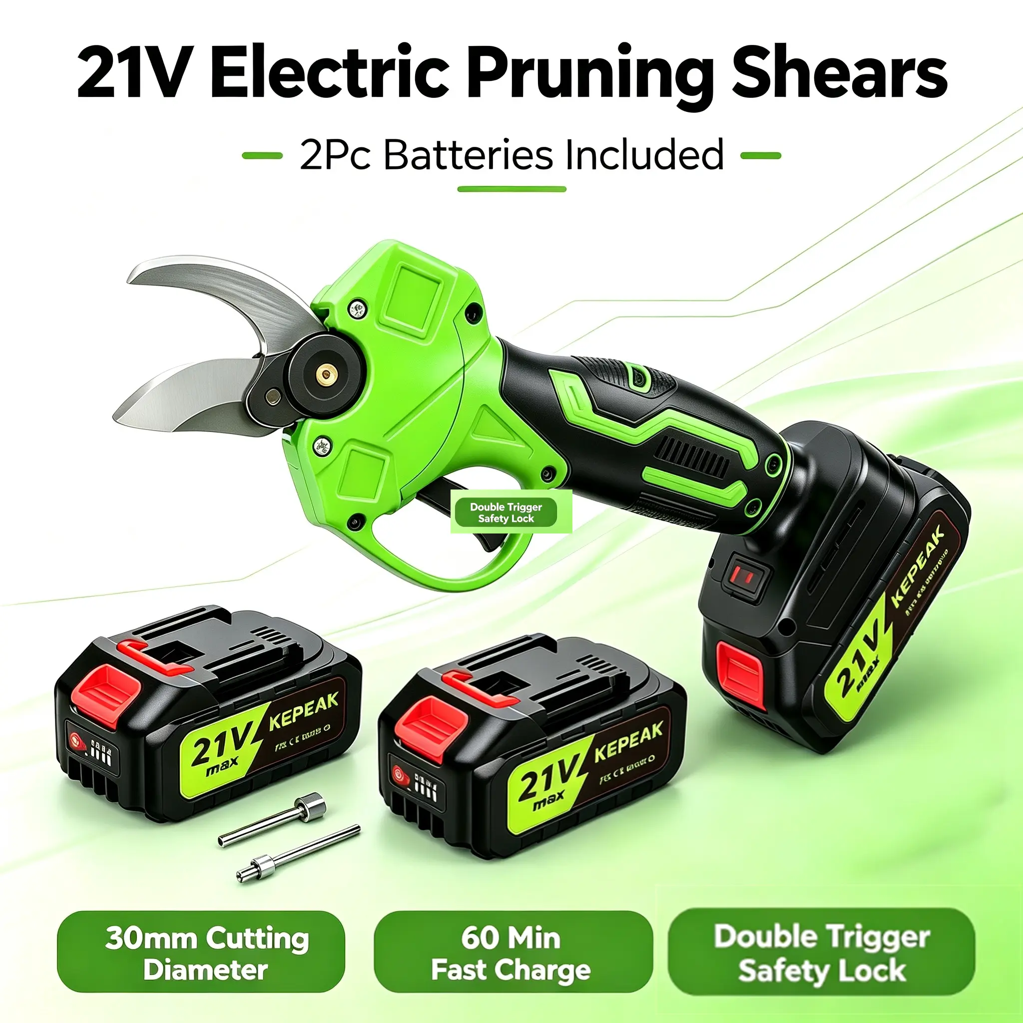 【BackToSchool】 Cordless Electric Pruning Shears Pruners - 2 Rechargeable Batteries, Charger Included, Pruning Tool for Tree Shrub Trimmer, Fruit Harvest, Yard Work