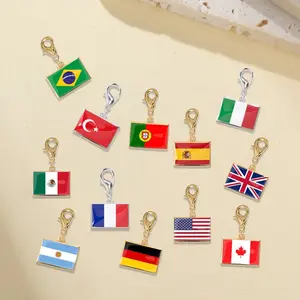 10mm Width Country Flag/Map Charms Stainless Steel Pendant for DIY Necklace Bracelet Keychain New Year Gift 2026