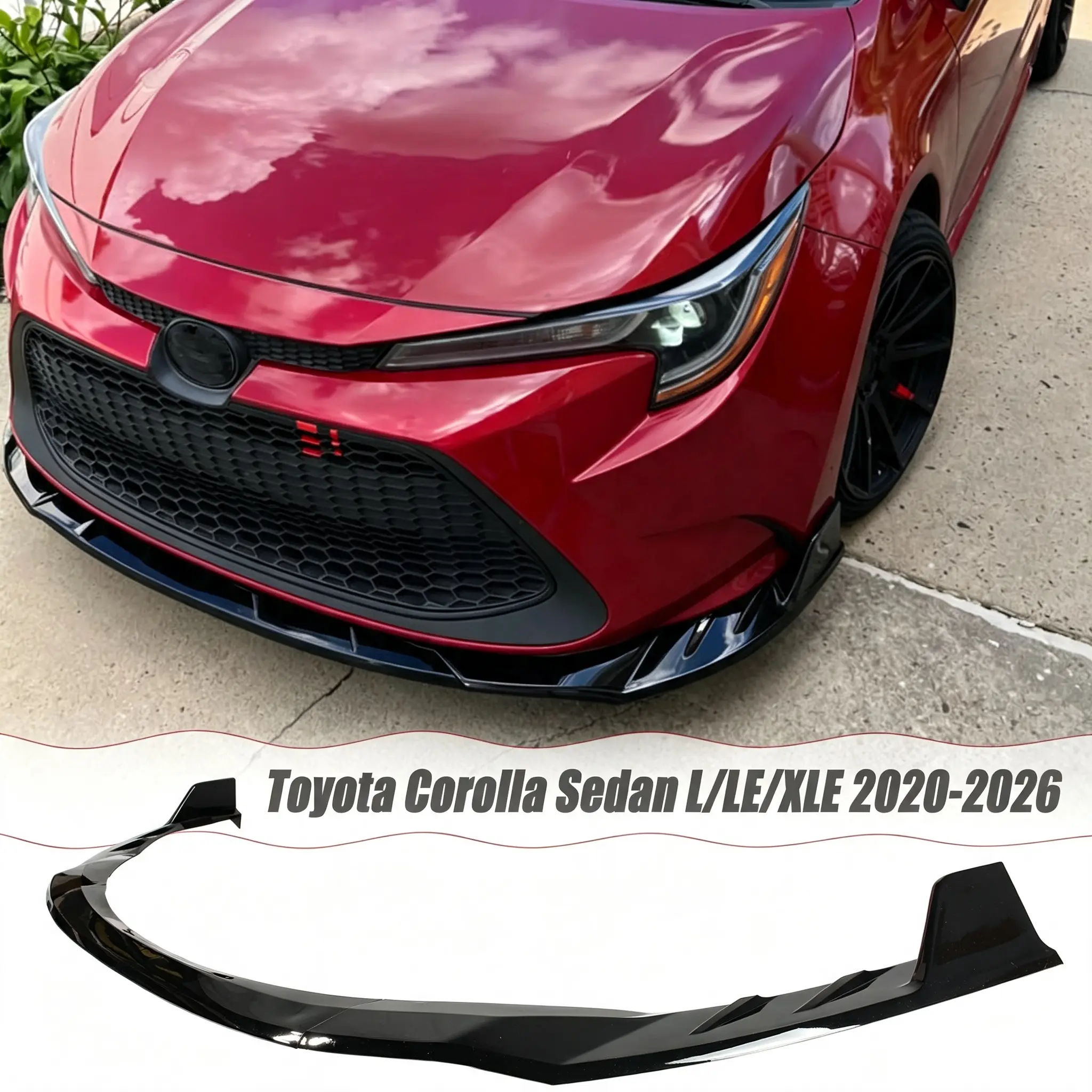 MUTUSAISI Front Lip Splitter Spoiler for Toyota Corolla Sedan L/LE/XLE 2020-2026 Gloss Black Accessories