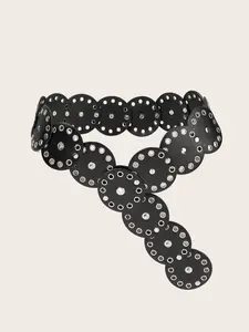 Boho Wide Waistband Belt for Women, Y2K Retro Street Style, Silver Color Rivet Design, Perfect for Daily Wear, Parties, Office