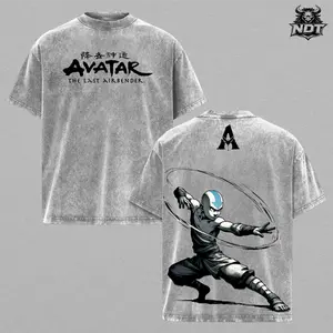 Aang Oversized Anime T-Shirt, Avatar The Last Airbender Streetwear Tee, Aang Graphic Washed Cotton Shirt, Airbender Elemental Aesthetic Outfit, Unisex Casual Drip, Gift For Anime Fans