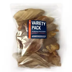 Wild Wolf Ear Variety Pack (16 Pack) 100% Natural Dog Chew Treat - Pig and Cow Ears - Healthy, High Protein Dog Snack