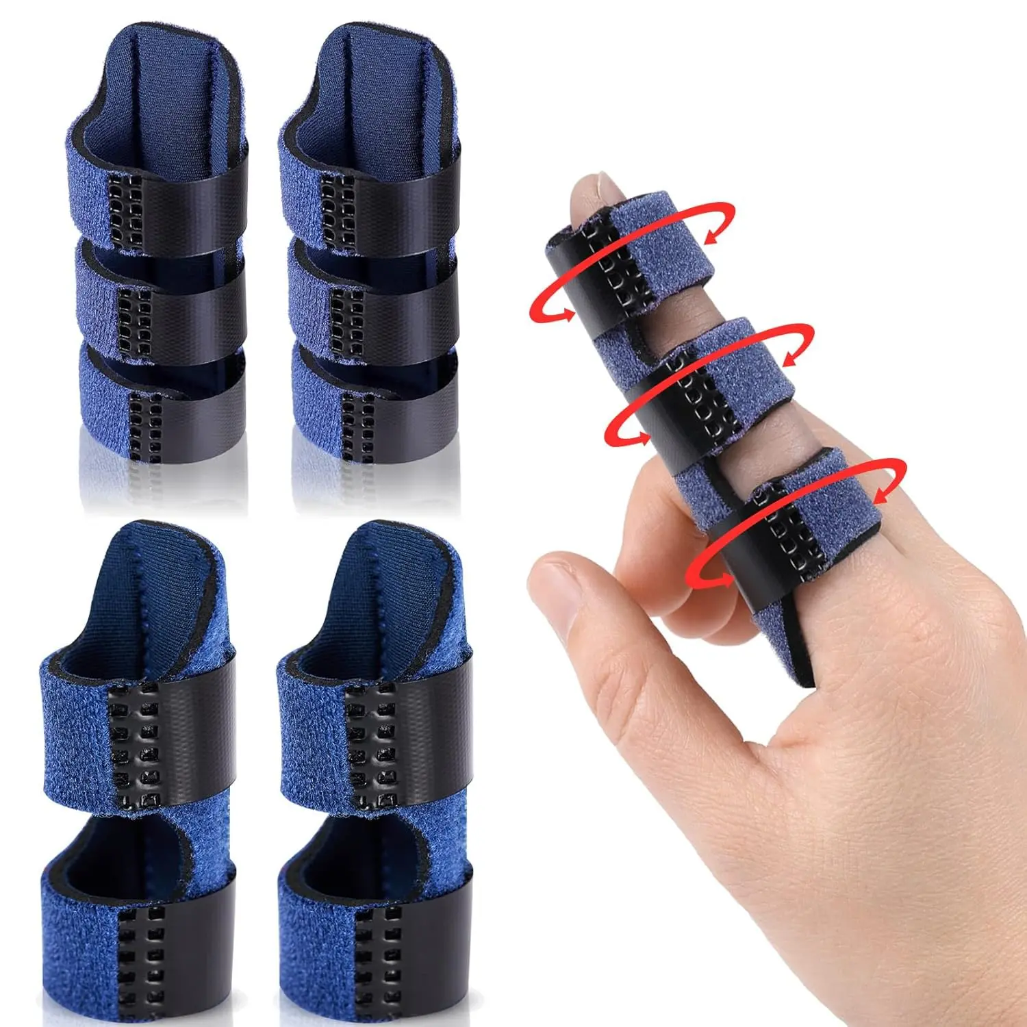 Trigger Finger Splint  (4 Set) for Pain Relief, Knuckle Immobilization, Straightening Arthritis, Injured Mallet Finger, Fits Index, Middle, Thumb, Ring Finger