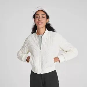 Women's Quilted Bomber Jacket - Wild Fable Cream XXL