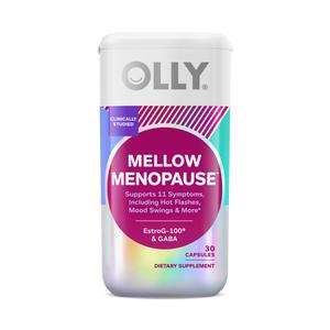 OLLY Mellow Menopause 30 Capsules 1-Month Supply EstroG-100 & GABA Hormone-Free Support for Hot Flashes Night Sweats & More