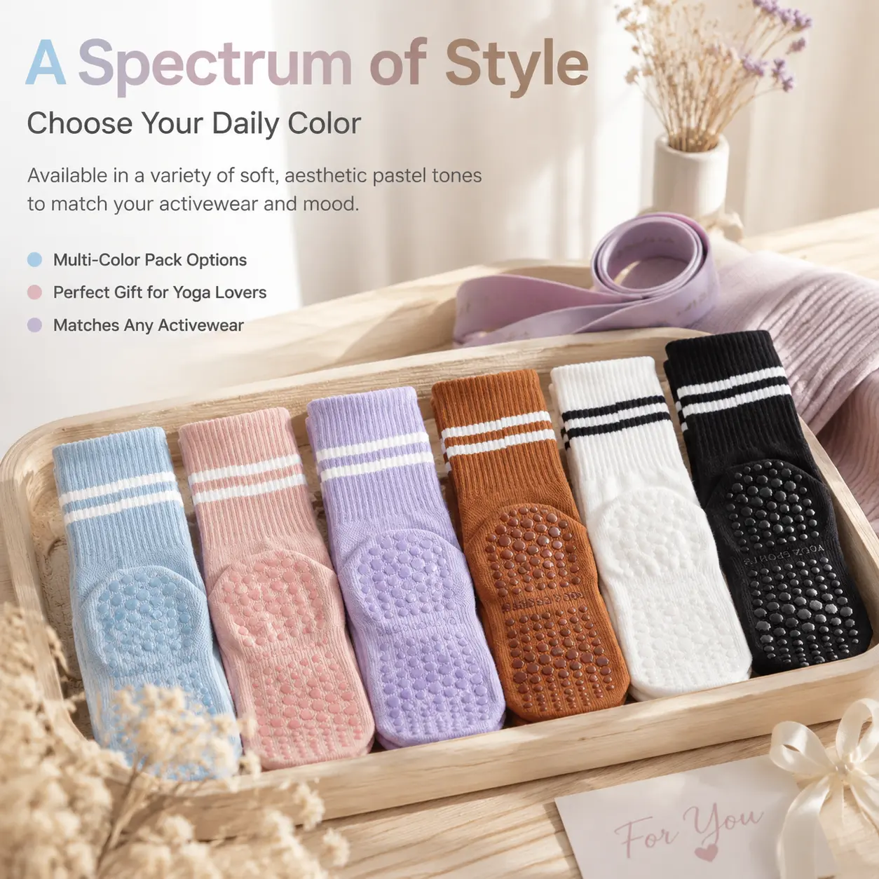 Women's Middle-Tube Sports Socks - Multi-Combination, Comfortable, Transparent, Non-Slip Yoga Socks with Silicone Bottom Design for Yoga, Fitness