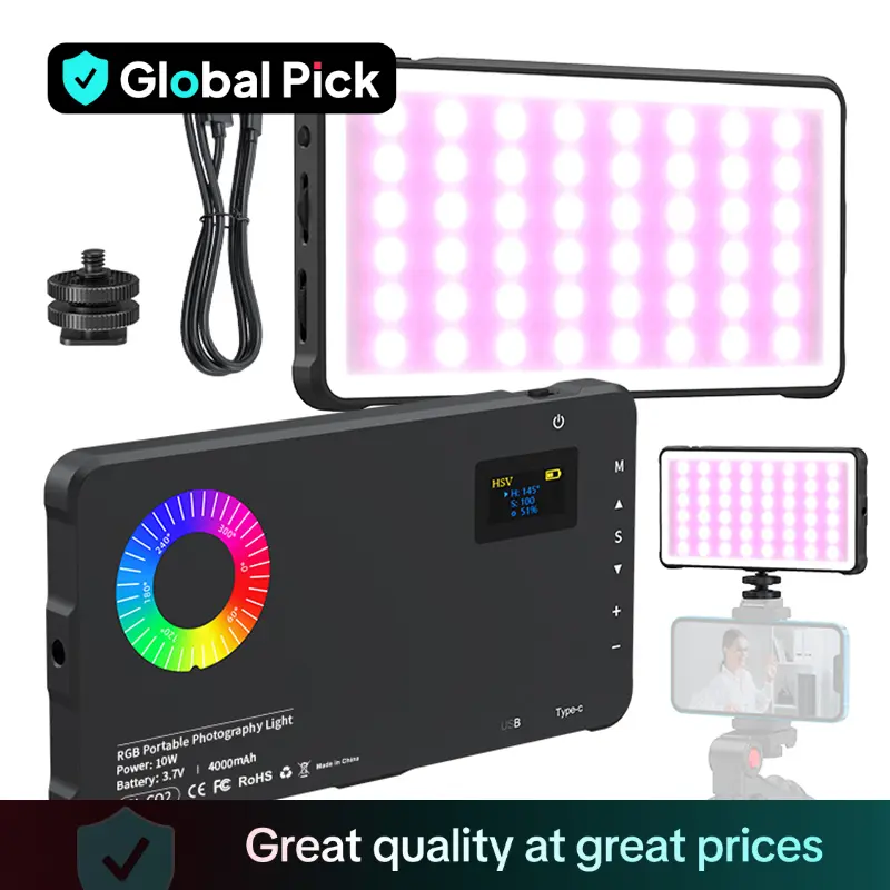 USB Rechargeable Photography Light, Portable RGB Color Changing Photography Light for Camera, Portable Selfie Light for Live Streaming Vlog, Camera Ac