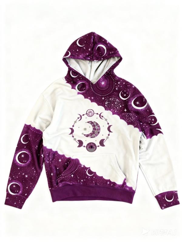 Women's Pullover Hoodie - violet Celestial Graphic Sweatshirt with Hood, Soft Everyday Casual Hoodie for Women, Machine Washable Sweater