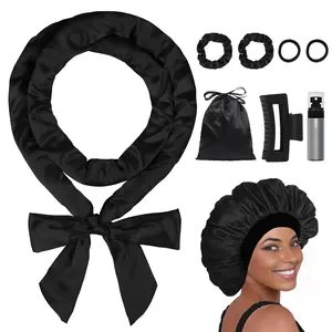 Satin Heatless Curling Set, Heatless Curls Overnight Hair Curler, 70" No Heat Curls Hair Curlers to Sleep in Overnight Curls Headband, 9 Pcs Hair Curlers No Heat for Women All Hair Types