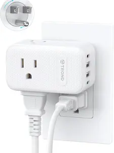 TROND Outlet Extender with 360° Rotating Plug, 3 AC Outlet Splitter with PD 20W USB C Charger, Multi Plug Wall Outlet, Small Plug Extension Outlet for Kitchen Bathroom Cruise Ship Travel Essential