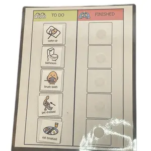 Vertical Morning Routine Visual – 5-Step Picture Schedule with Moveable Icons (To-Do & Finished)