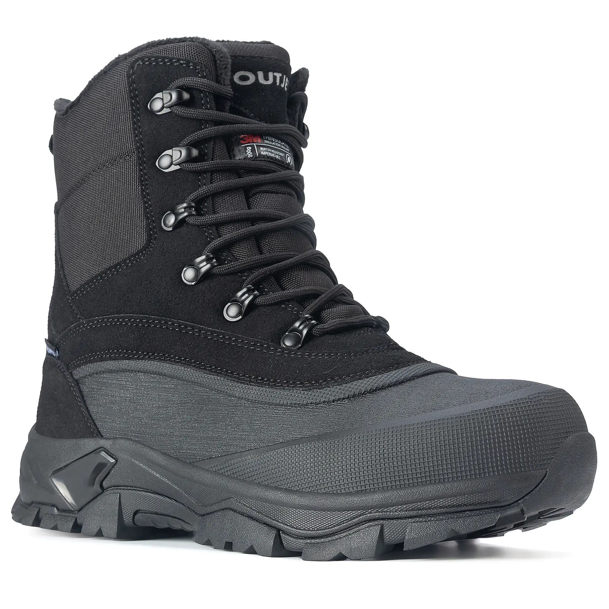 OUTJET Winter Men's Outdoor Warm Classic Snow Boots Non-slip 3M THINSULATE INSULATION Sports Leisure Hiking Boots Waterproof Warm Fur Lined Work Boot