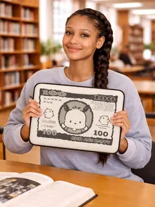 Cute Money Laptop Sleeve 12 13 15 Inch – Chick Cartoon “Rich & Happy 100” Protective Case for MacBook & Laptop