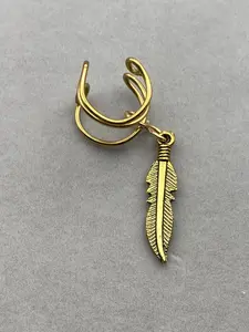 MAHNIIJI Handmade Non-Tarnish Gold Plated Copper "Feather" Ear Cuff