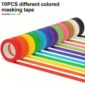 10 Rolls Colorful Masking Tape Set, Perfect for Art and Crafts, Each Roll 393.7 Inches Long, Ideal for Creative Projects