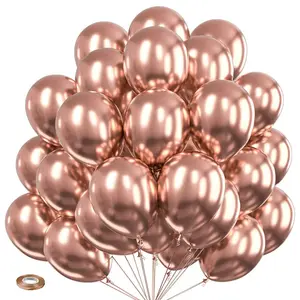 Metallic Rose Gold Balloons 5/10/12/18inch - 10/30/50Pcs Rose Gold Latex Balloons Chrome Helium Shiny Thicken Balloon Perfect Party Decoration for Birthday Wedding Anniversary Valentine Bachelorette Baby Shower Gender Reveal Graduation Christmas Carnival