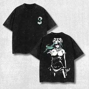 Nel Tu Espada Bleach T-shirt Washed – Double Printed Oversize Unisex T-Shirt, Cool Anime Streetwear Graphics Tee Design Shirt, Summer Fashion Urban Outfit Anime Merch Clothes Top