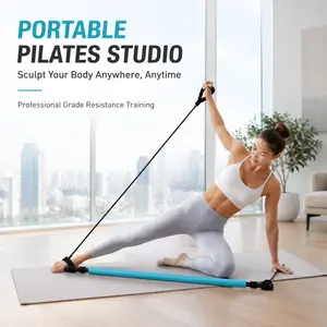 Yoga Equipment Pilates Bar Fitness Exercise Home Use Women's Foot Pedal Resistance Band, Colorful Box Elastic Rope for Workout