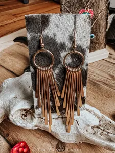 Lassie Tassels Gold Fringe Dangle Earrings - Lightweight Boho Tassel, Western, Country Western Cowgirl Style Costume Jewelry, Western Earrings